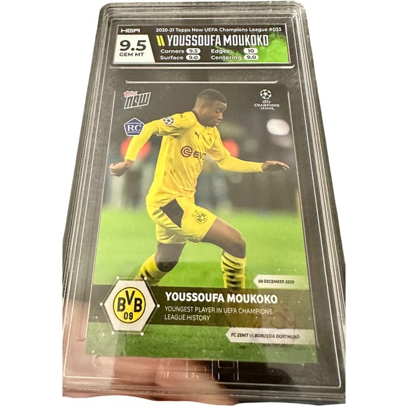 Youssoufa Moukoko 2020 2021 Topps Now UEFA Champions League HGA 9.5 GEM Rookie - Picture 2 of 3
